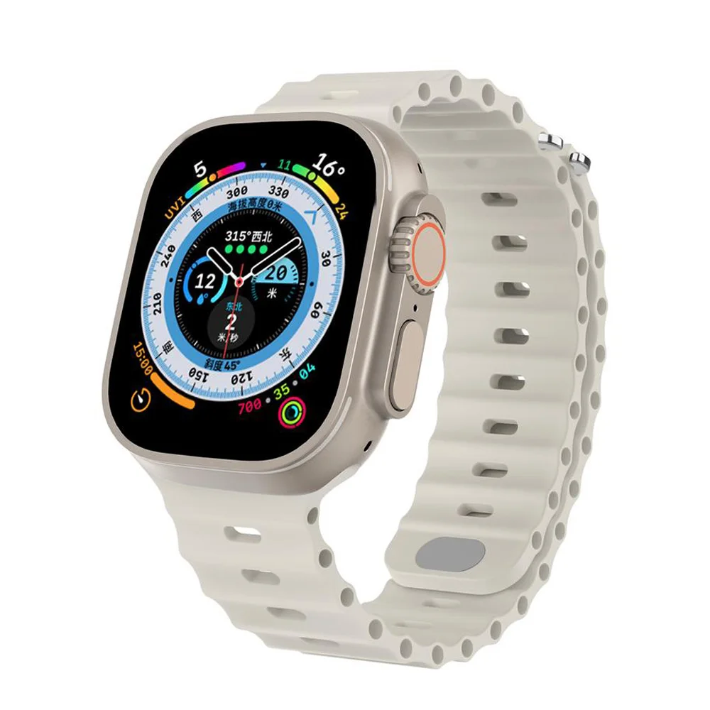 

Ремешок спортивный для Apple Watch Ultra, силиконовый браслет для океанских часов iWatch Series 8 7 45 мм 41 мм, 49 мм 44 мм 40 мм 38 мм 42 мм SE 6 5 4 3