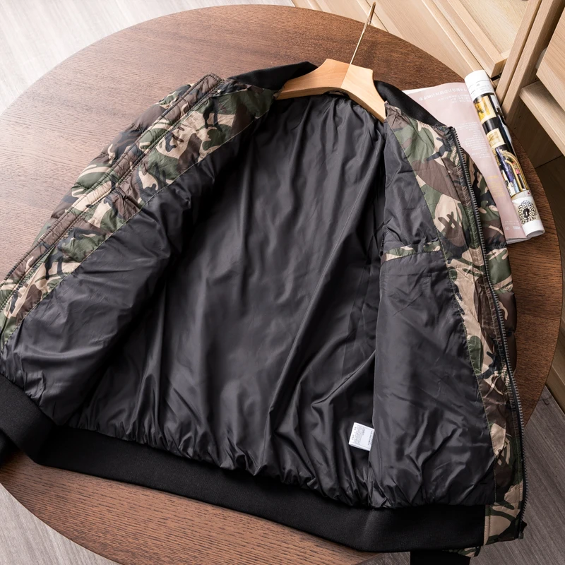 Clearance Men Duck Down Overcoat Winter Parka for Male Short Jacket with Camouflage Printed Outerwear Clothing 3XL