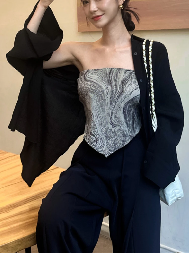 Осенние рубашки с длинным рукавом женские однотонные однобортные в корейском