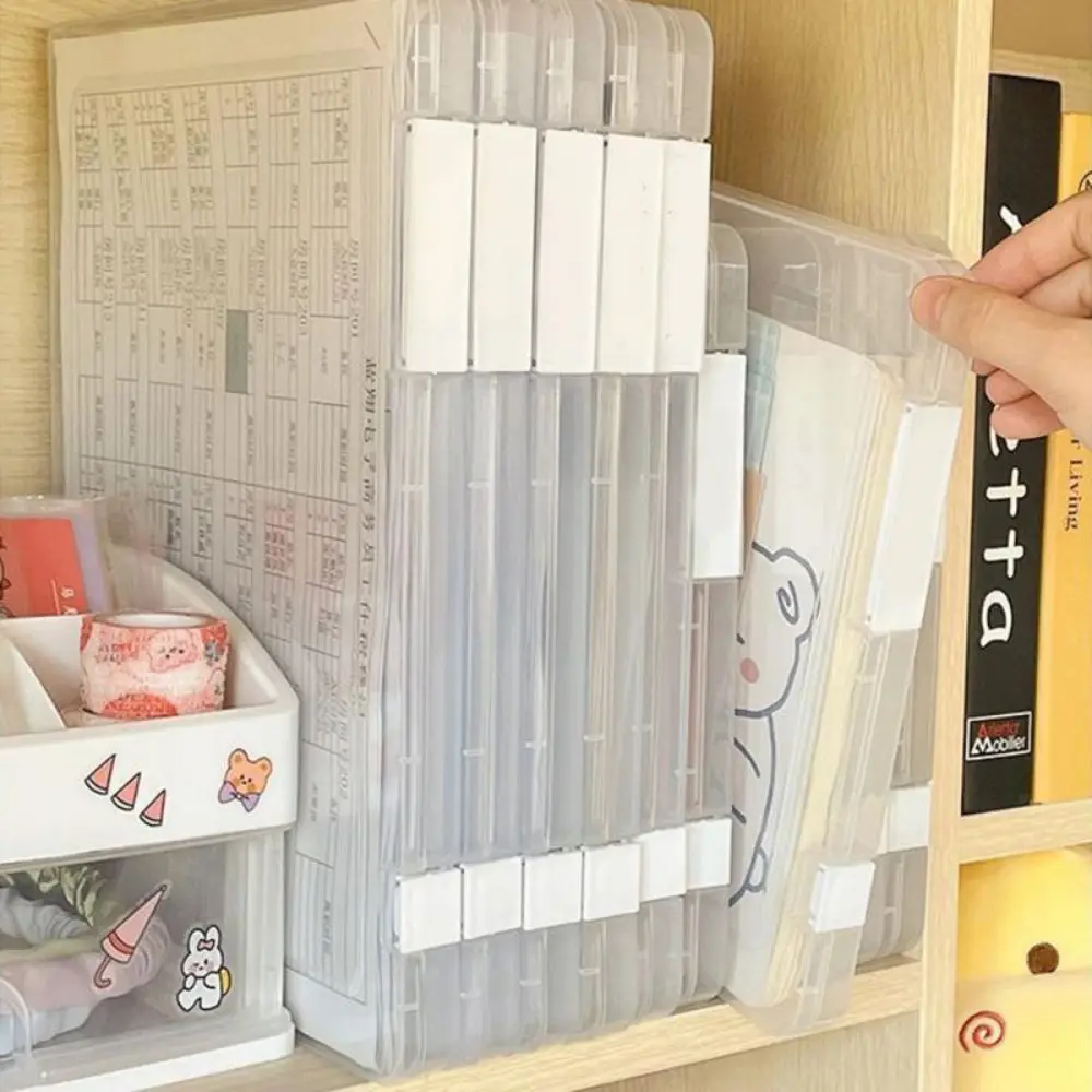 

A4 File Storage Box PP Waterproof Transparent Document Storage Folder Organizer School Office for Stationery Supplies