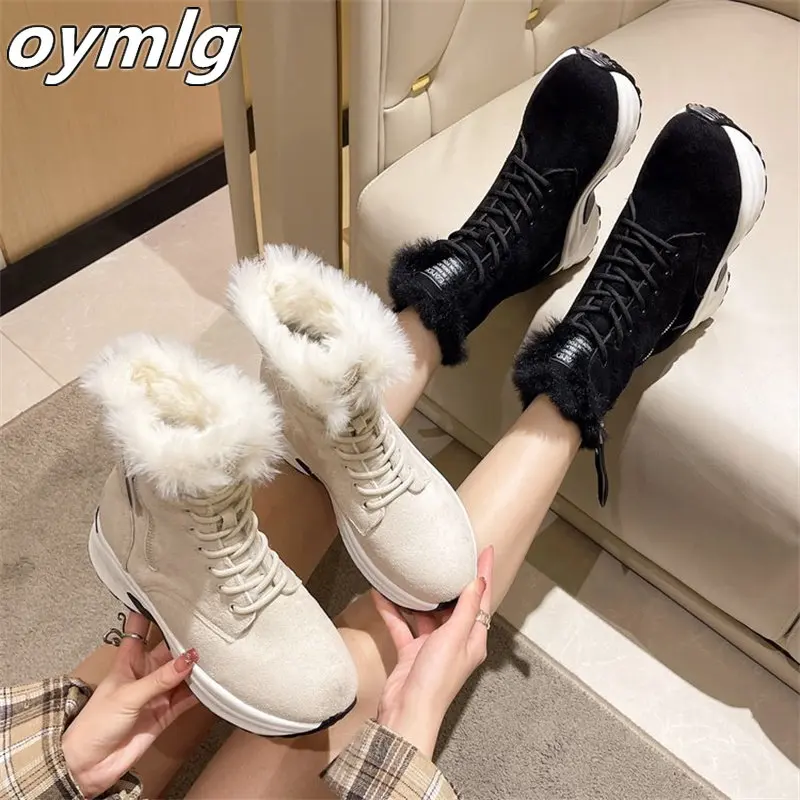 Snow boots women's models in winter 2022 new short boots non -slip and velvet thick bottom increases warm cotton shoes women