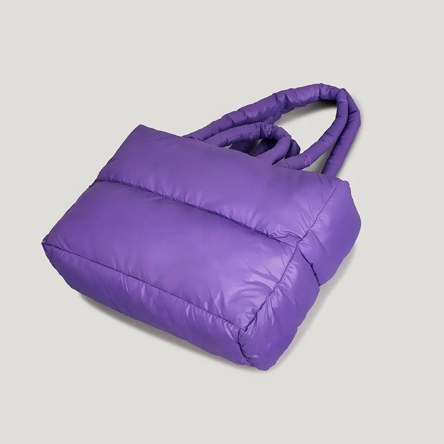 Women Down Tote Bag Lady's Large Capacity Nylon Filled Cotton Handbag 2023 New Fashion One Shoulder Crossbody Bags Luxury Design