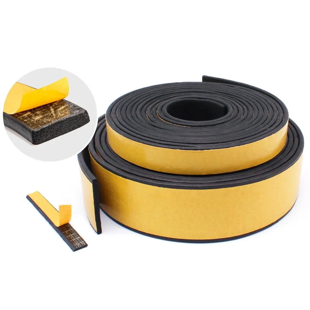 

Black EPDM Rubber Foam Sealing Strip Self Adhesive Sponge Anti-collision Seal Gasket for Cabinet Door Width 10-30mm Thick 3-25mm