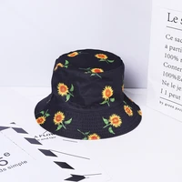 2022 new arrival sunflower bucket hat packable hat printed fisherman bucket sun hat for men women