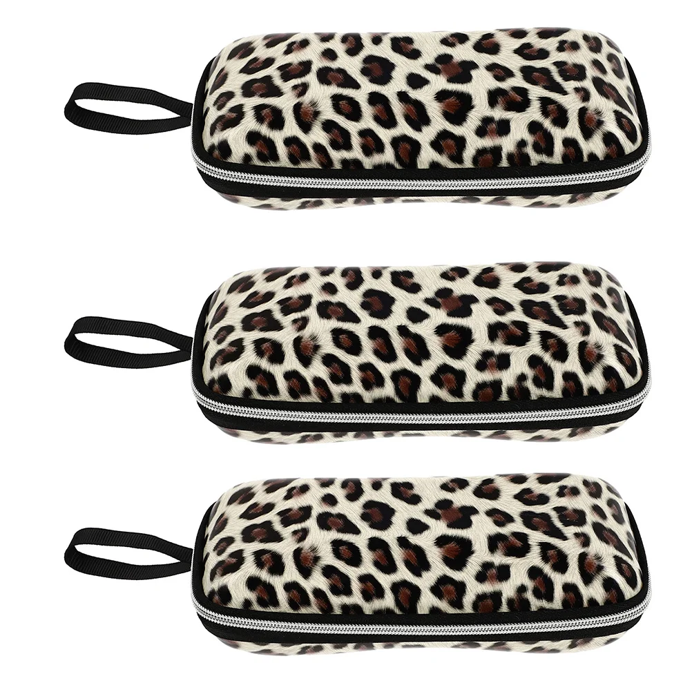 

3Pcs Square Sunglasses Cases Crush Resistant Glasses Box Leopard Glasses Holder
