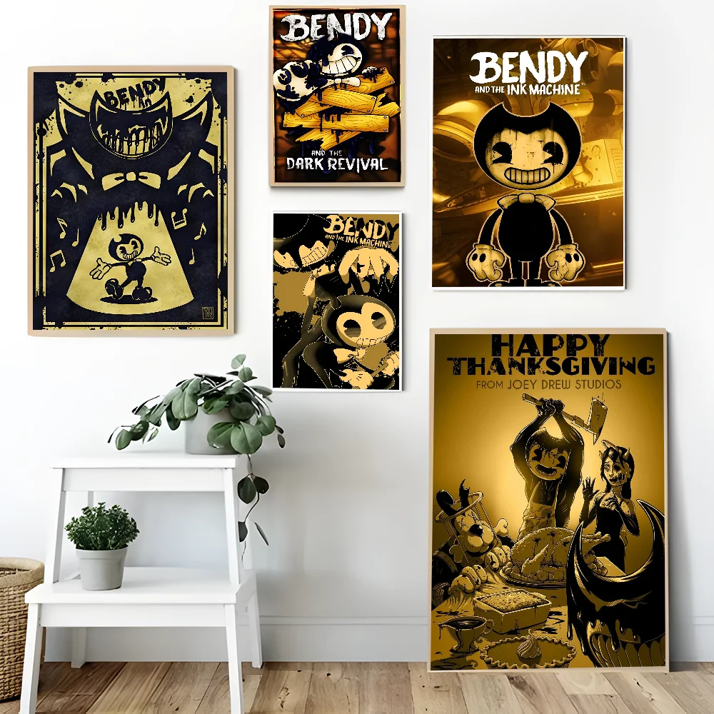 B-Bendy A-And The L-Ink M-Machine самоклеящийся художественный постер белая бумага принты