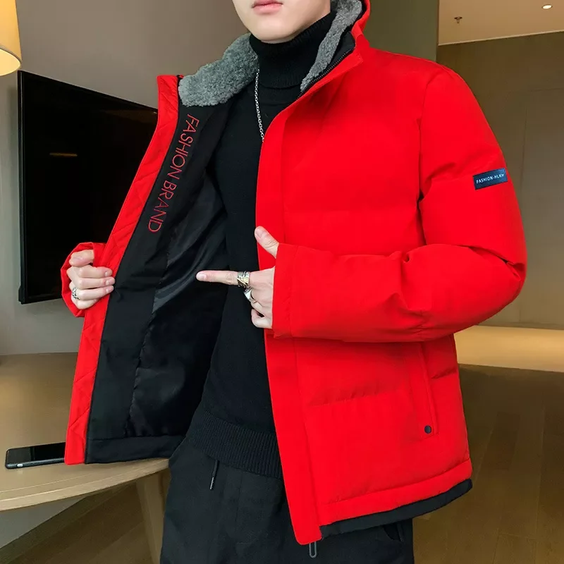 Cotton Warm Fur Collar Coats Casual Outoutwear Thermal Slim Padded Coats Mens Clothing Winter Men's Bomber Fashion