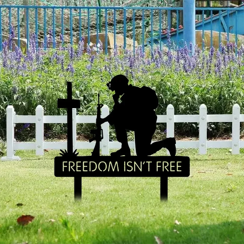 The Freedom Is Not Free Yard стойки военный Железный силуэт памяти для павших солдат
