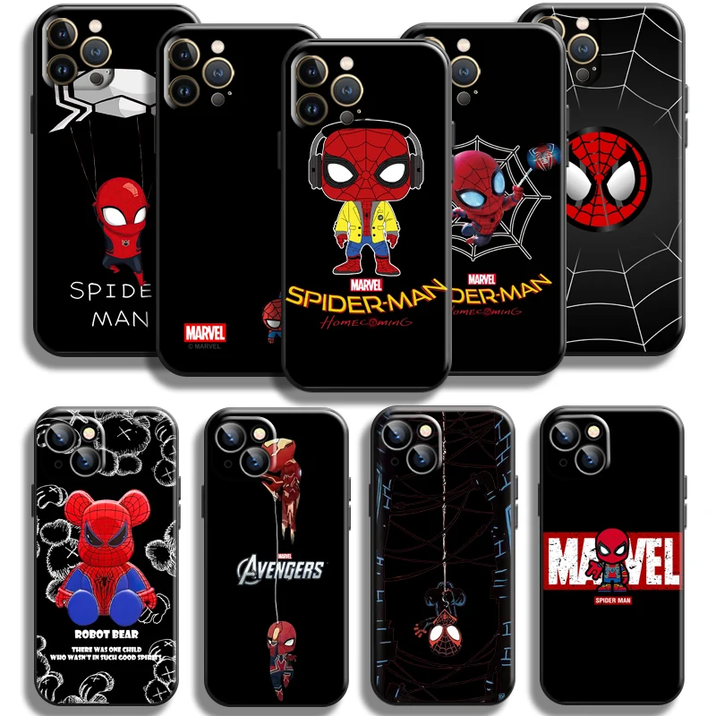 

Marvel Cartoon Spiderman For Apple iPhone 13 12 11 Pro Mini X XR XS Max SE 5 5s 6 6S 7 8 Plus Phone Case Carcasa Silicone Cover