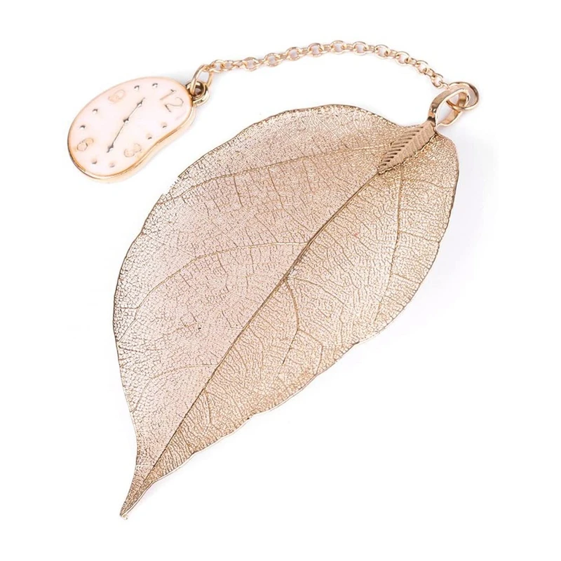 

Clock Leaf Bookmarks Vintage Gold Metal Thin Bookmarks Exquisite Bookmarks for Perfect Gifts for Reading