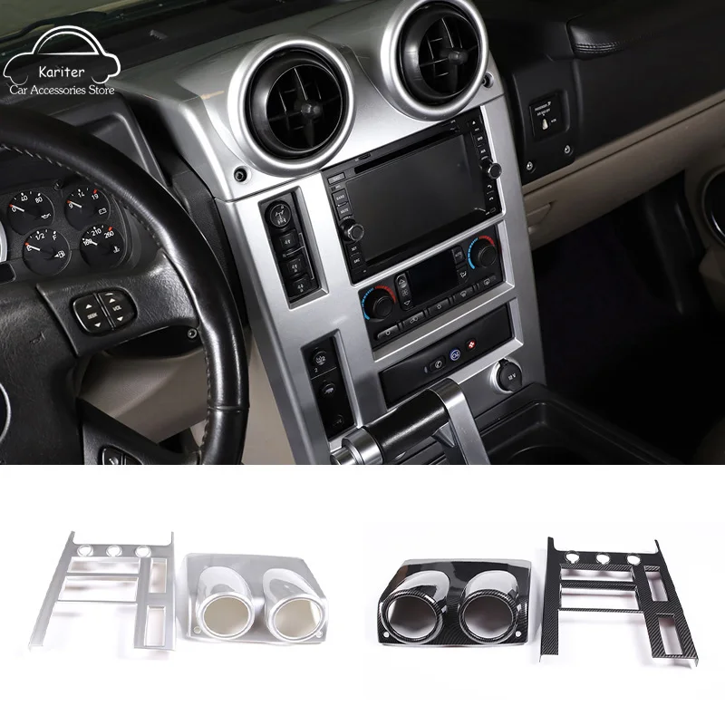 

For Hummer H2 2003-07 ABS Carbon Fiber Car Interior Central Control CD Volume Air Conditioner Adjustment Frame Decorative Panel
