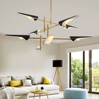 nordic bird wing led pendant light living room decoration airplane industry black white hanging light for bedroom bar chandelier