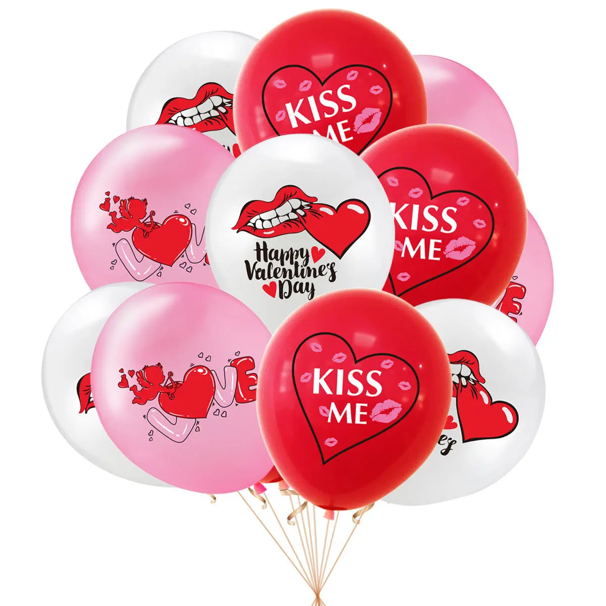 

SURSURPIRSE Valentine's Day Red Pink Love Printed Latex Balloons for Wedding Proposal Engagement Anniversary Party Supplies