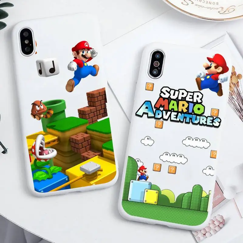 

Hot Cartoon Games Super Mario Bros Phone Case For iphone 14 Plus 13 12 Mini 11 Pro Max XS X XS XR White Cover