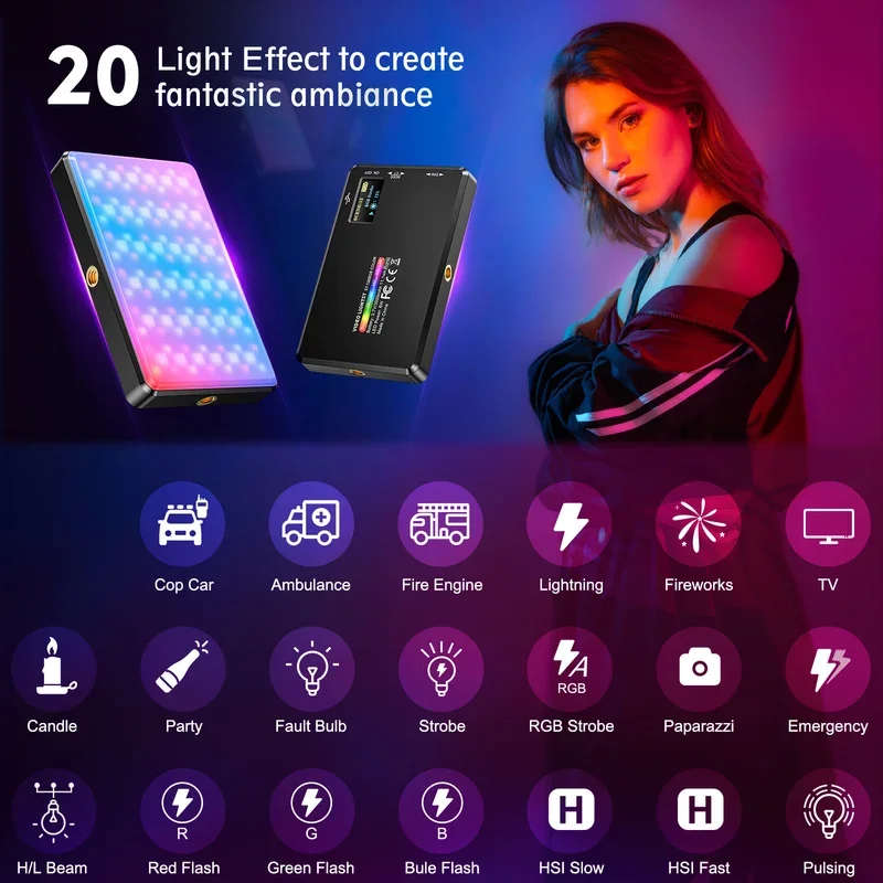 Полноцветный RGB светодиодный мощный перезаряжаемый заполняющий светильник для