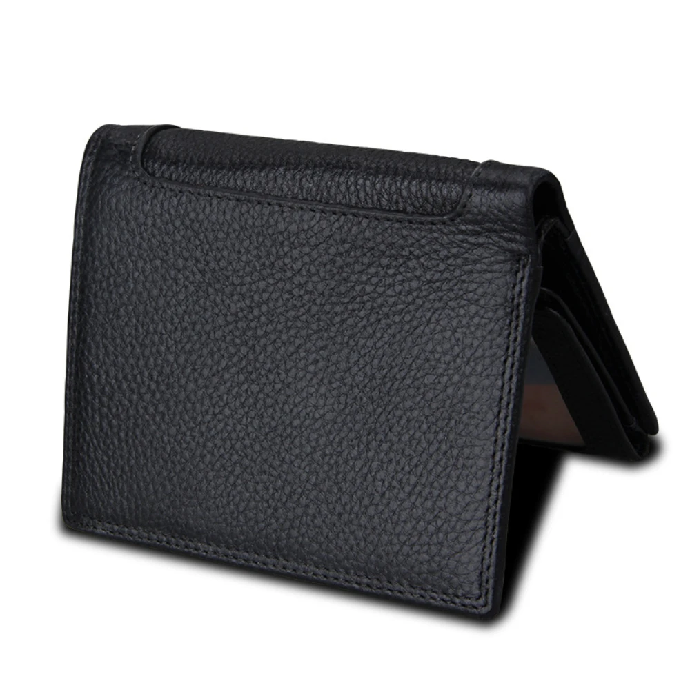 Anti-theft Brush Anti-RFID Genuine Leather Men's Wallet Multifunctional Men's Vertical Wallet Card Bag