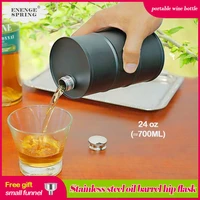 energe spring 24oz stainless steel alcohol flasks oil barrel shape small hip flask transfer funnel flagon drinkware wine jug