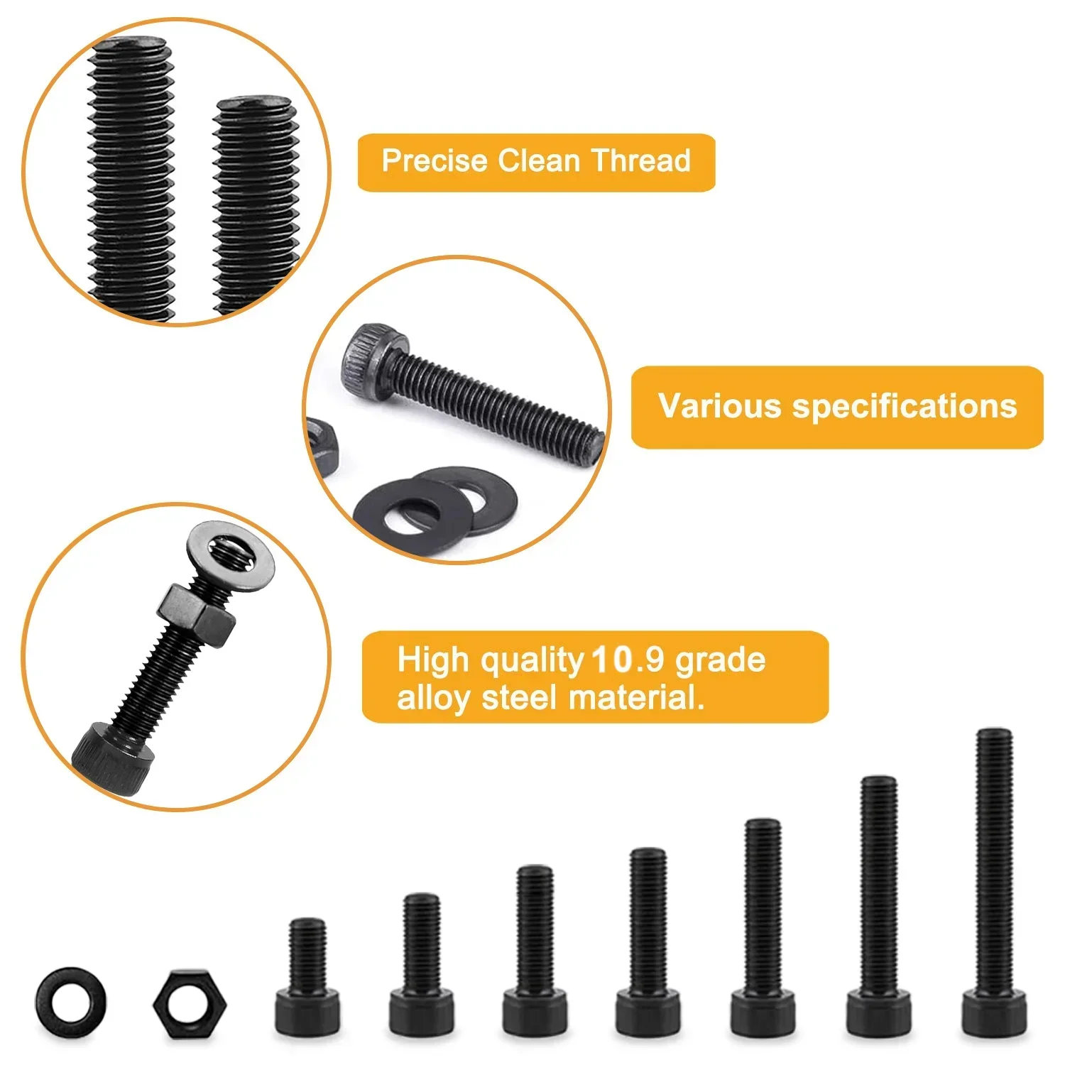 420 шт. винт с шестигранной головкой M2 5x4/6/8/10/12/16/20 мм шайба набор гаек шестигранный