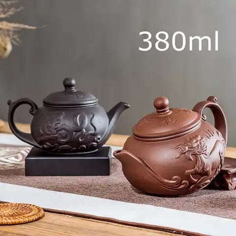 Чайные горшки из фиолетовой глины Yixing ручной работы, чайный горшок 380 мл, аутентичный китайский чайник для чайной церемонии, чайная посуда ...