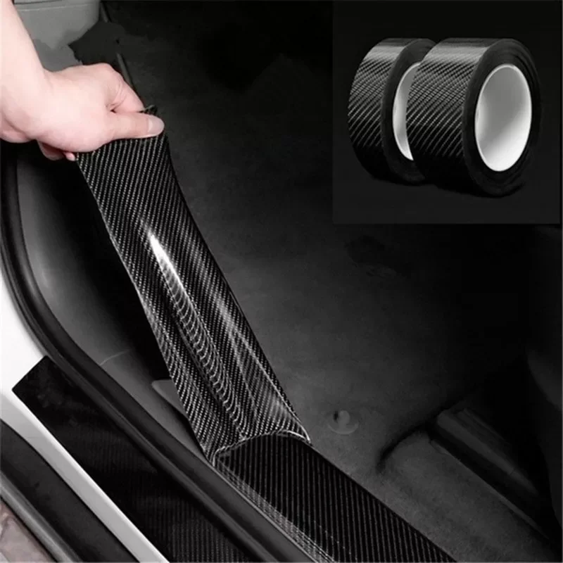 

Rolls Carbon Fiber Car Sticker Anto Door Trunk Protected Strip Auto Door Threshold Anti Scratch Tape Waterproof Decal