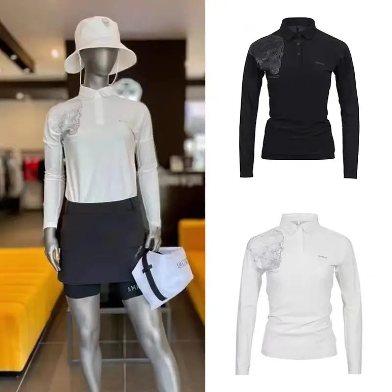 

Amazingcre Golf Women T-shirt 2023 Fall New Lapel Printing Comfortable Golf Polo Shirt Sports Quick-drying Ball Wear