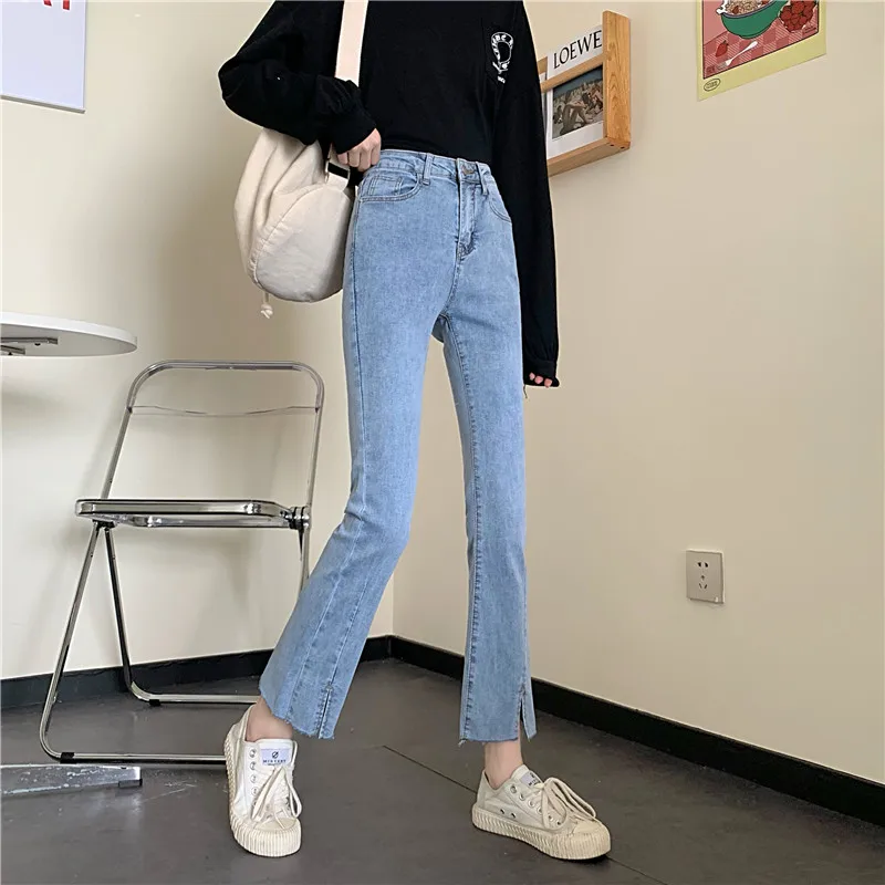 

DD0966 New fashion all-match high-waist slim straight-leg slim cropped jeans