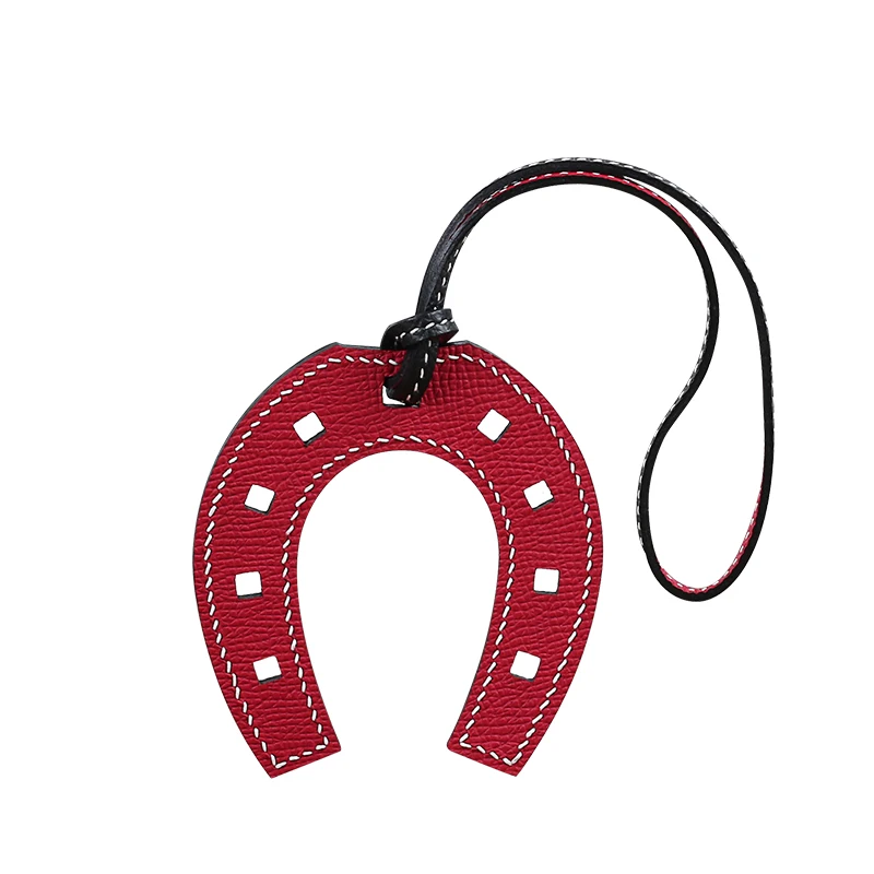 Palm grain first layer cowhide horseshoe bag pendant Hand-stitched U-shaped leather bag pendant H's pony pendant