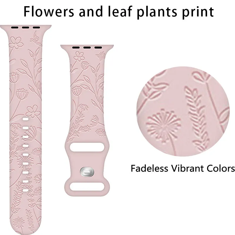 

Embossing Strap for Apple Watch band 44mm 40mm 38mm 42mm 41mm 45mm 49mm Silicone Bracelet iWatch Series 8 7 6 5 4 3 SE Ultra