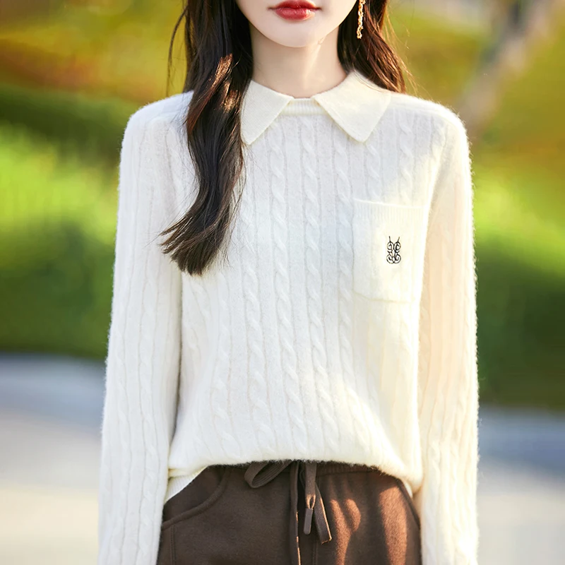 Новый женский пуловер 100 вязаный модный свитер из австралийской шерсти в