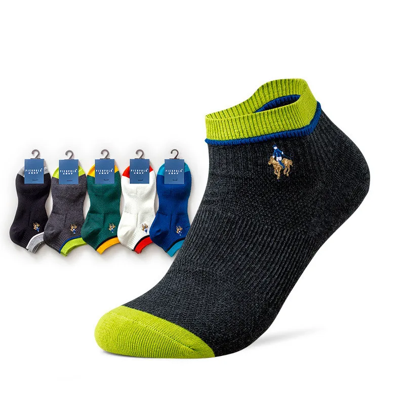 5 Pairs Cotton Men Socks Thin Knit Mesh Ankle Socks Summer Fitness Breathable Short Sock