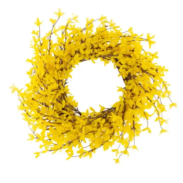 

24-Inch Artificial Yellow Forsythia Wreath for Home Décor Hawaiian accessories Mini wreath Aros para centro de mesa Wreath fram