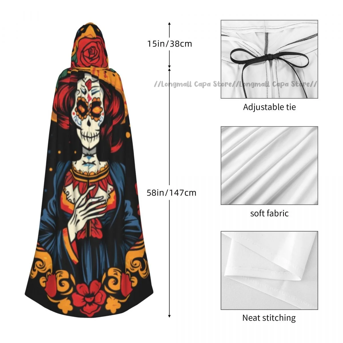 Взрослый костюм на Хэллоуин День мертвых сахаров искусственная картина с