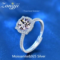 new 1 carat moissanite ring womens 925 sterling silver diamond square bag adjustable jewelry for women party engagement gift