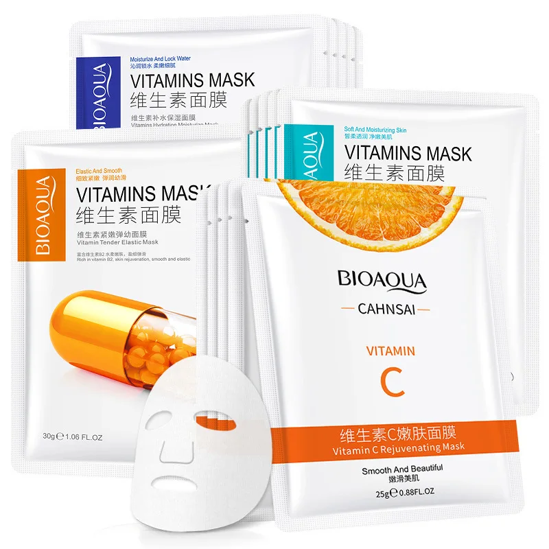 

20pcs BIOAQUA Vitamin Moisturizing Face Mask Facial Sheet Mask Beauty Face Anti -wrinkle Brightening Facial Masks Skin Care