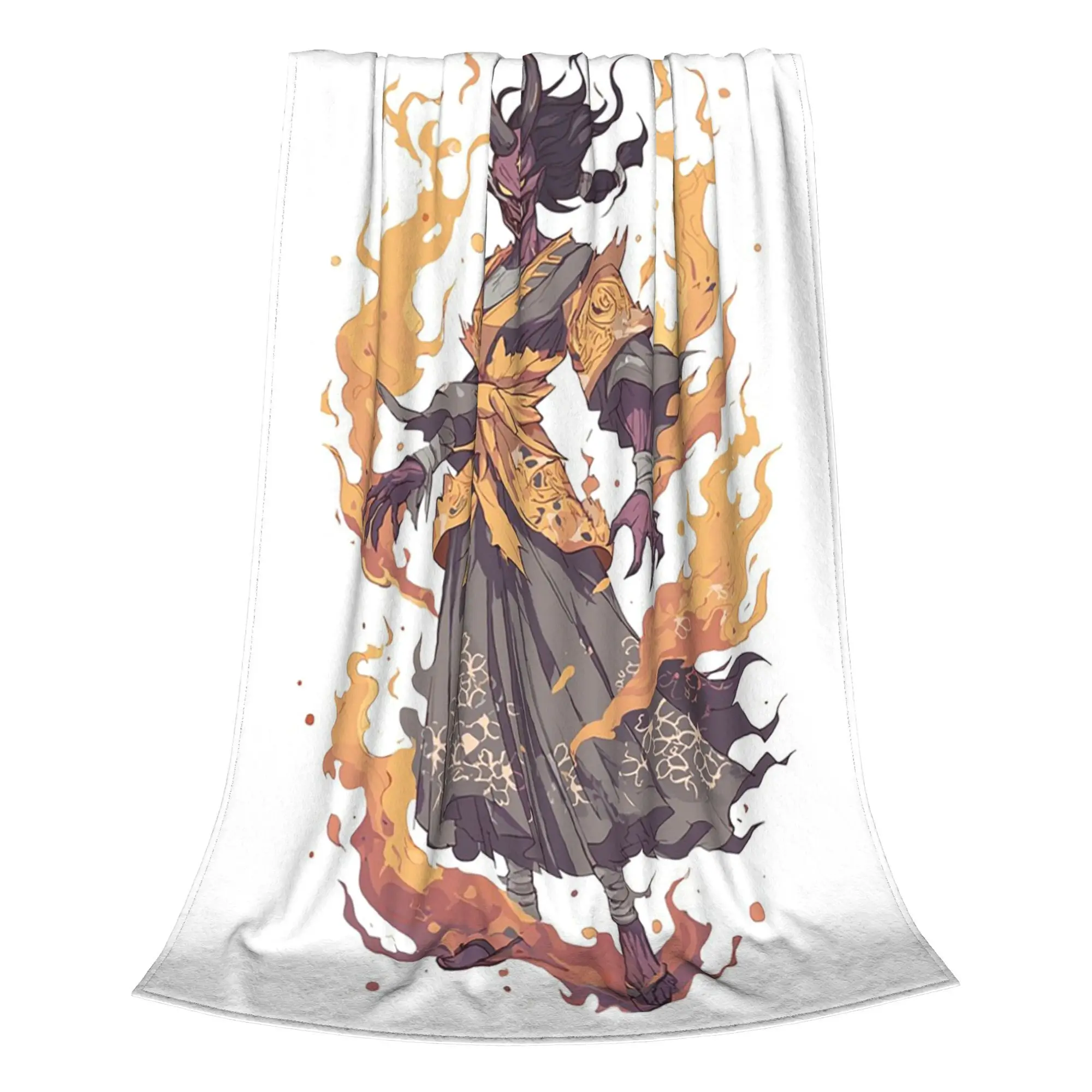 Японское одеяло Hannya Fiery Oni в ритуальном платье, портативное флисовое одеяло для дивана, постельные принадлежности, дорожные пледы, покрывало, одеяло (art.: 3920d1c8bc19a) - 3920d1c8bc19a