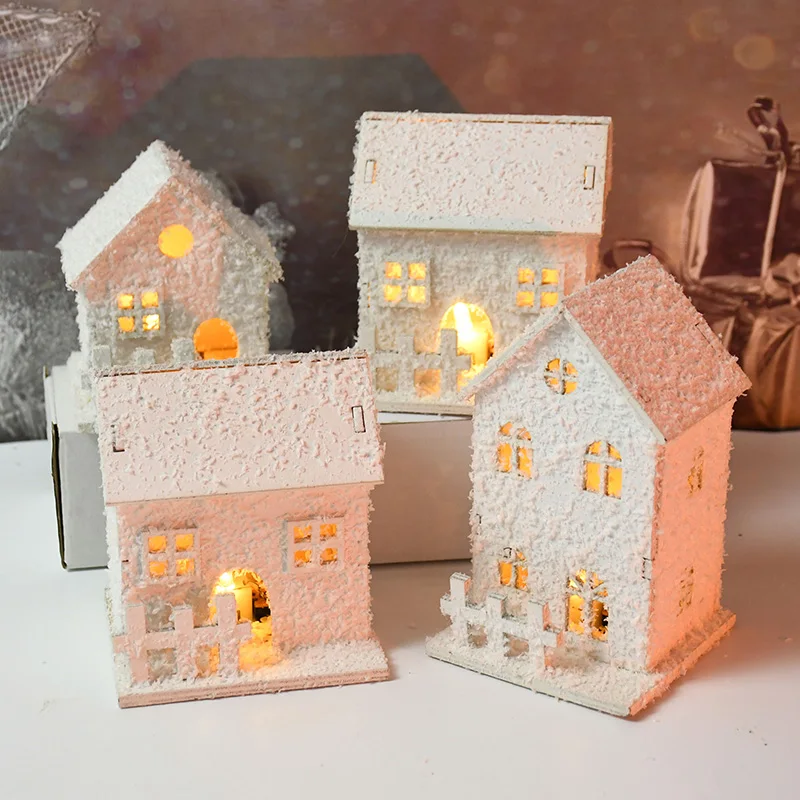 

1Pc Christmas Wooden House Igloo LED Light Merry Christmas Decoration Small Village House Lamp Xmas Navidad Natal Noel Ornament