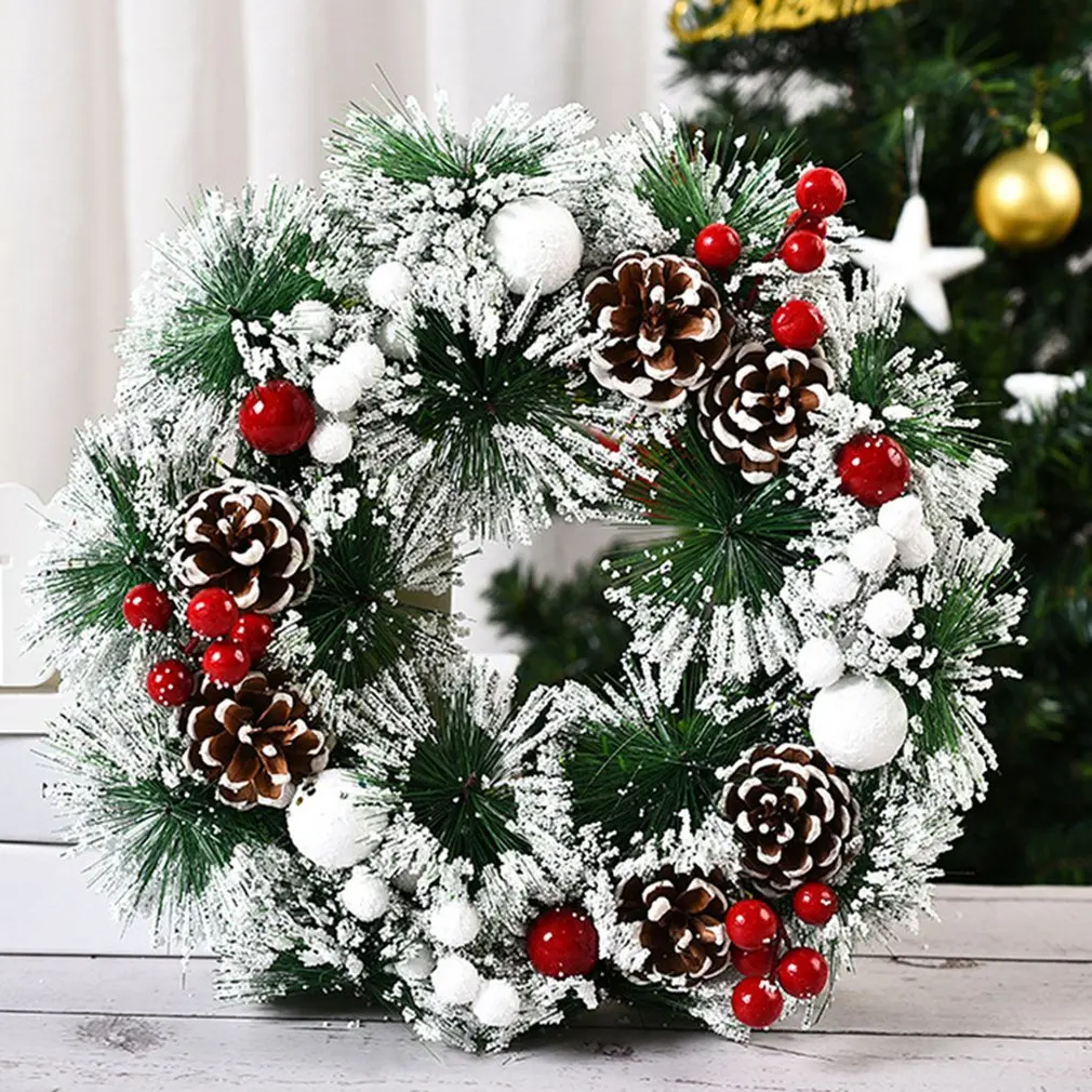 

New Christmas Decoration Wreath Handmade Simulation Christmas Wreath Door Hanging Window Props Layout Decoration