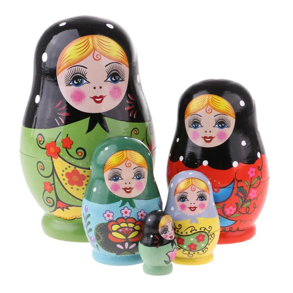

Комплект из 5 русских подставных кукол, матрешка, деревянное украшение, подарок, кукла игрушка на день рождения, Рождество Gift