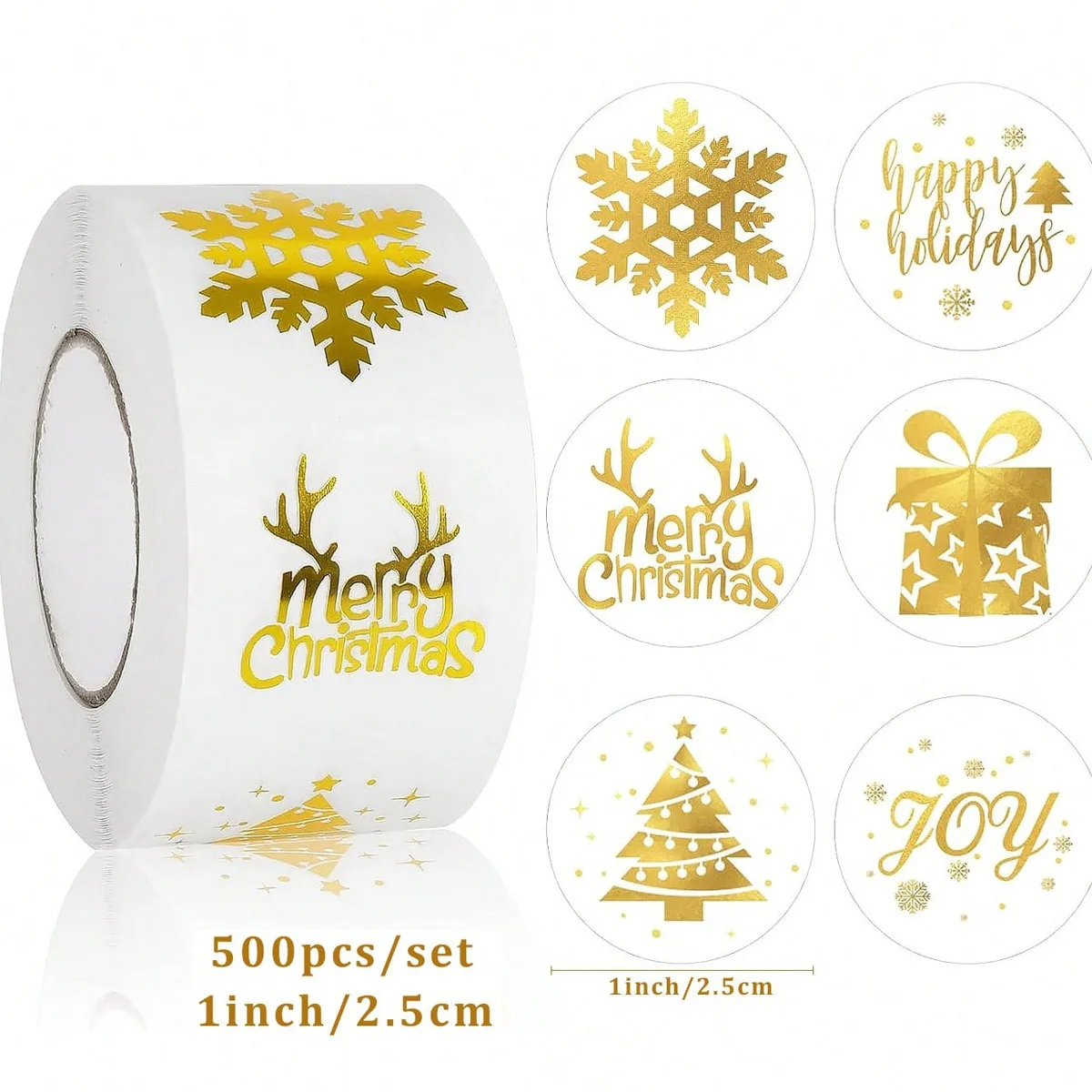 Круглые прозрачные наклейки с Рождеством 500 шт