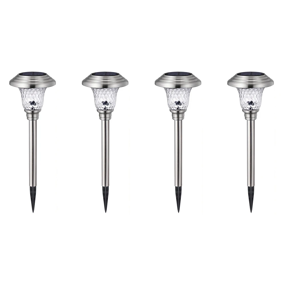

4pcs IP44 Stainless Steel Yard Driveway Ground Insert Garden Lighting Lawn Lamp Solar Powered Outdoor Waterproof Illuminate