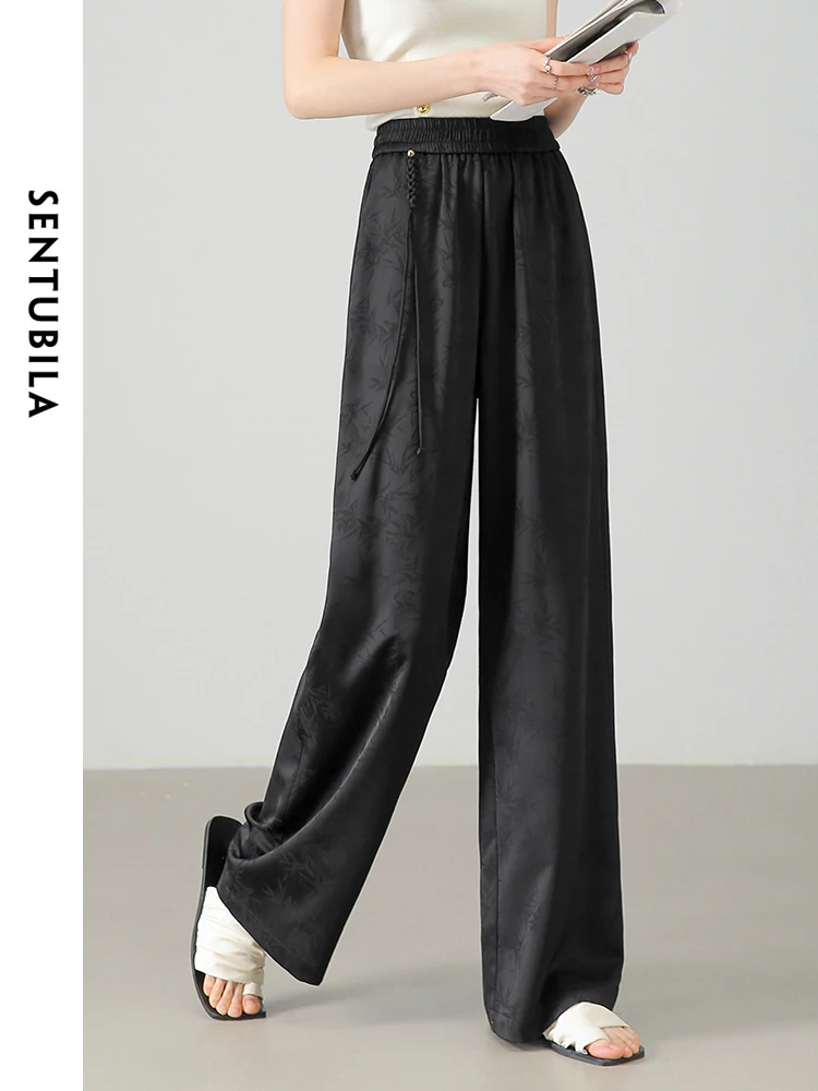 SENTUBILA китайские жаккардовые атласные широкие брюки женские 2024 летние