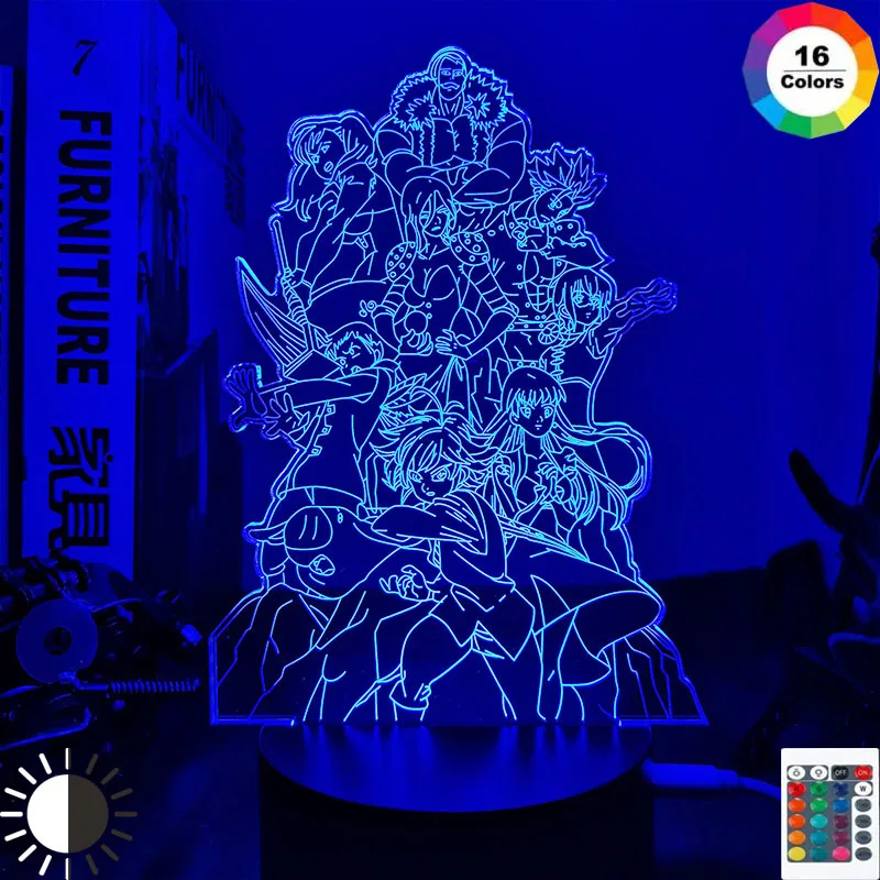 

3d Led Lamp Anime The Seven Deadly Sins Group for Bedroom Decorative Nightlight Birthday Gift Acrylic Led Night Light Manga Team