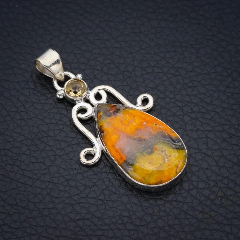 

StarGems Bumble Bee Jasper Citrine Handmade 925 Sterling Silver Pendant 1.75" F4511