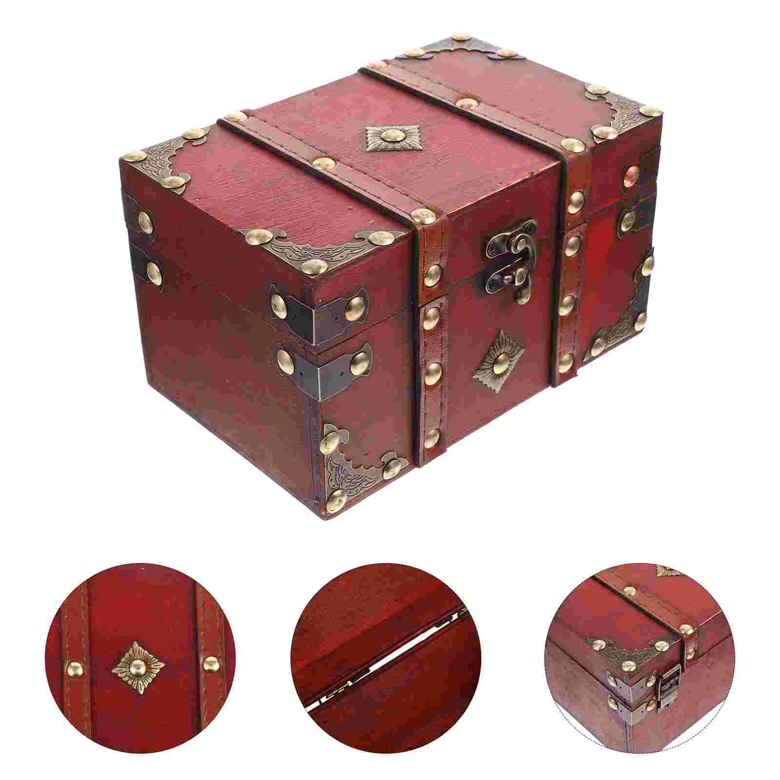 

Box Jewelry Wooden Case Storage Wood Trinket Keepsakes Treasure Boxes Organizer Retro Rustic Keepsake Bracelets Decorative