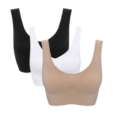 Bra de 3pcs/lote sem fossas com sutiãs de tamanho grande para mulheres de sutiã ativo sem fio Brassiere Push Up Grande Size Vest Wireless BH 5XL