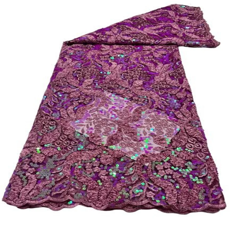 

2022 Роскошная африканская Кружевная Ткань 5 ярдов качество многоцветные блестки ручная огранка сетчатый кружевной материал нигерийский фук...