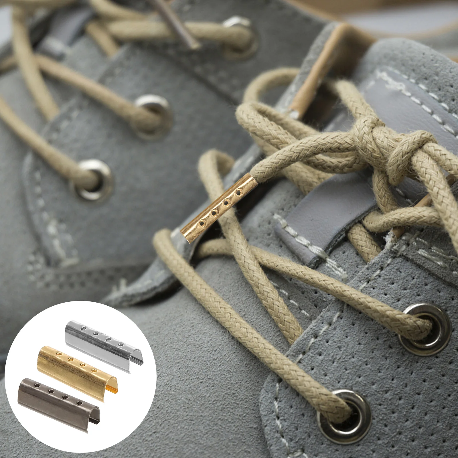 

150 Pcs Shoelace Head Caps Gold Accessories Ends Silver Durable Metal Practical Tips Replacement
