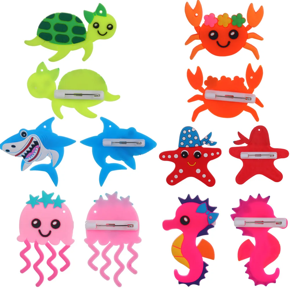 Sea Animal Brooch Shark Jellyfish Turtle Starfish Seahorse Brooch Mermaid Party Under The Sea Birthday Party Decor Kids Favor