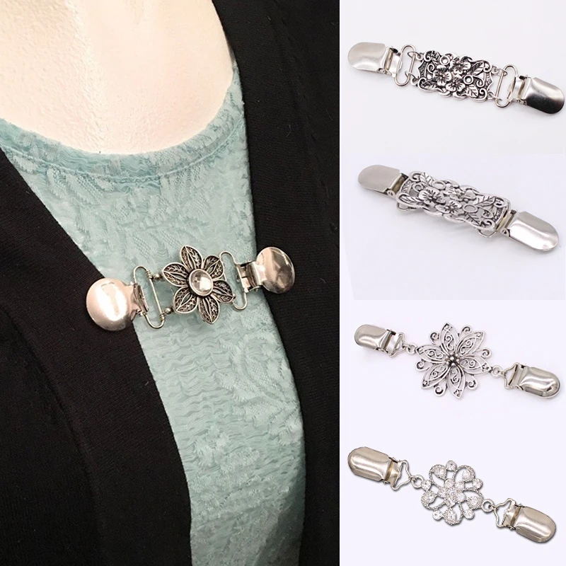 1PC Retro Cardigan Clip Cape Shawl Shirt Sweater Collar Duck Clip Pearl Rhinestones Blouse Buckle Clothing Decoration Brooch Pin