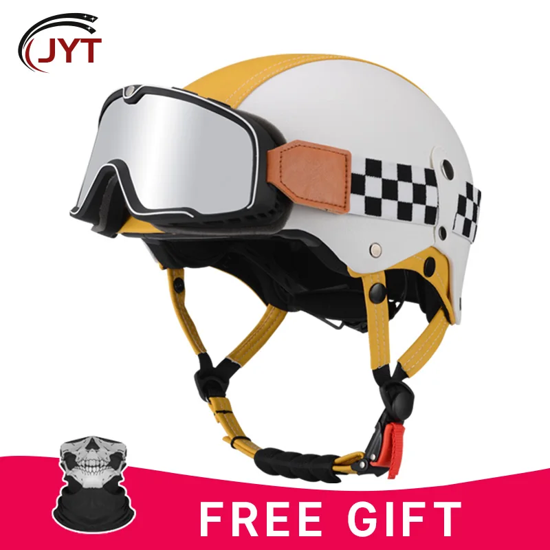 Мотошлем в стиле ретро DOT всесезонный винтажный полулицевой шлем